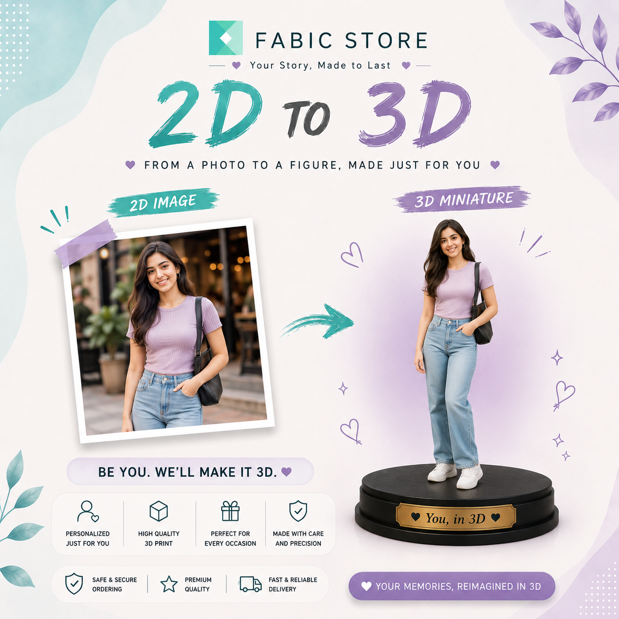 Your Story, Made to Last - Custom 3D Printed Single-Person Statue