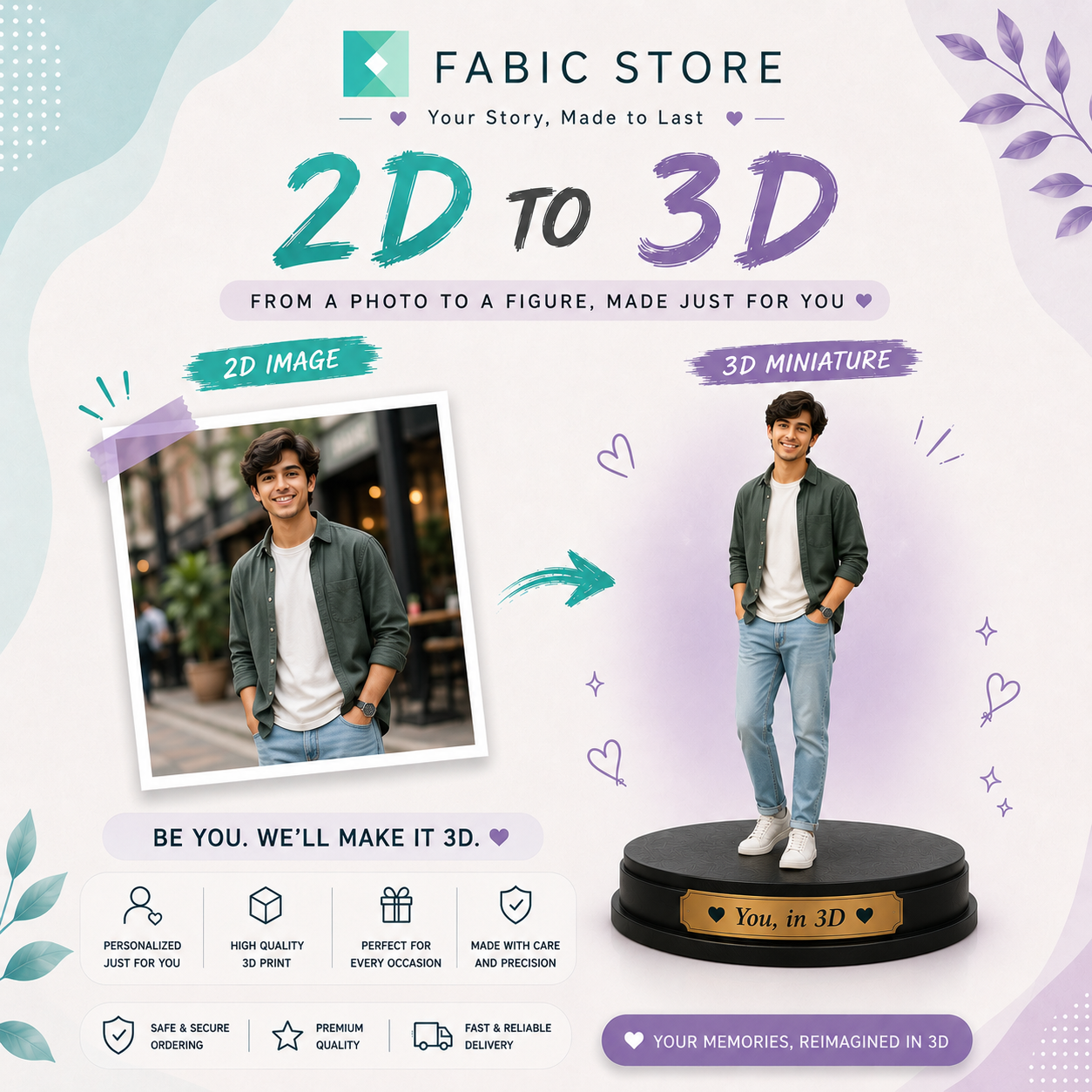 Your Story, Made to Last - Custom 3D Printed Single-Person Statue