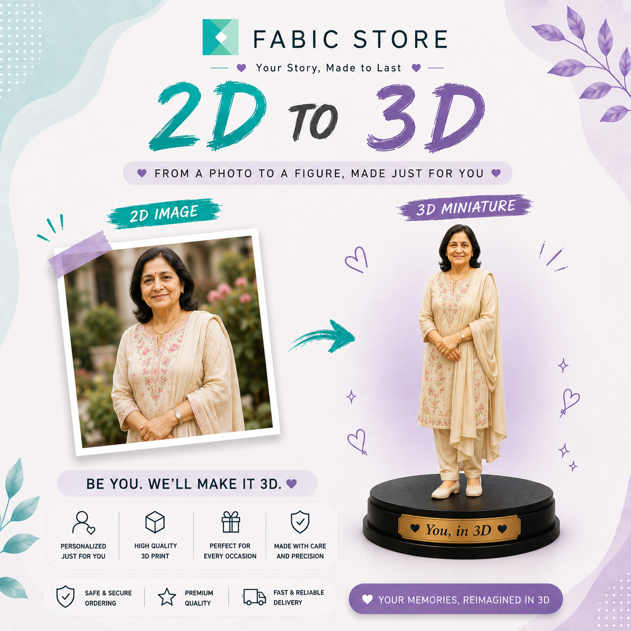 Your Story, Made to Last - Custom 3D Printed Single-Person Statue